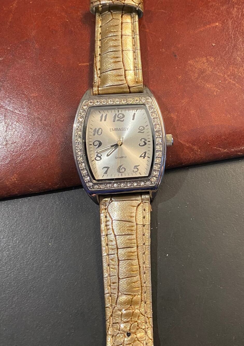 Women's Embassy Watch, Silver Tone with Crystal Accents